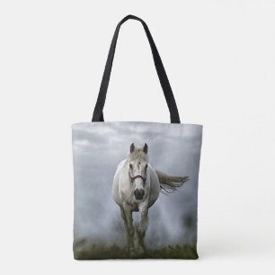 White Horse Running Towards You Tote Bag