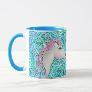 White Horse Seamless Pastel Colored Pattern Mug