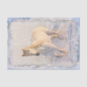 White Horse Snow Decoupage Tissue Paper