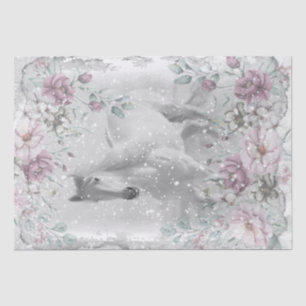 White Horse Snow Decoupage Tissue Paper