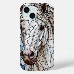 White Horse stained glass iPhone 15 Case