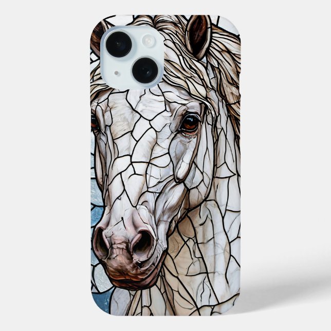 White Horse stained glass Case-Mate iPhone Case (Back)