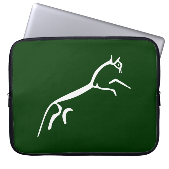 White Horse (Uffington Castle) - Dark Green Laptop Sleeve (Front)