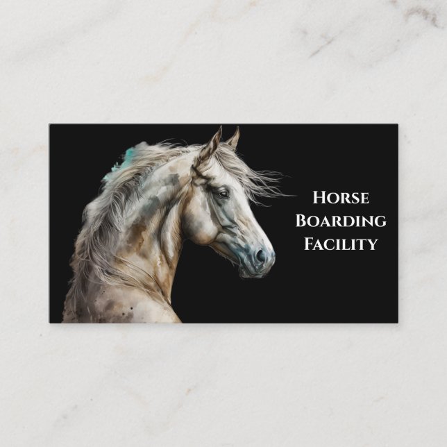 White Horse Watercolor Business Cards (Front)
