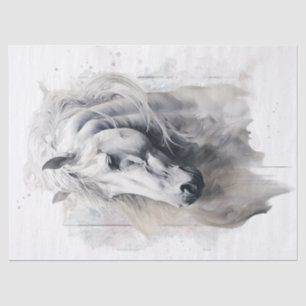 White Horse Watercolor Decoupage Tissue Paper