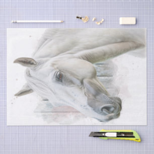 White Horse Watercolor Decoupage Tissue Paper