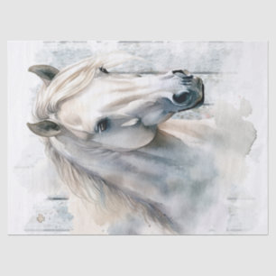 White Horse Watercolor Decoupage Tissue Paper