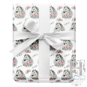 White Horse Wedding Wrapping Paper