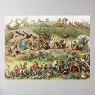 WHITE HORSE WITH DOGS AND FALCONS IN STABLE  POSTE POSTER