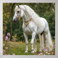 White Horse with Flowing Mane