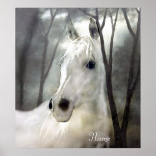 White Horse with Name Poster
