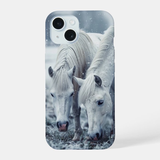 White Horses  iPhone 15 Case (Back)