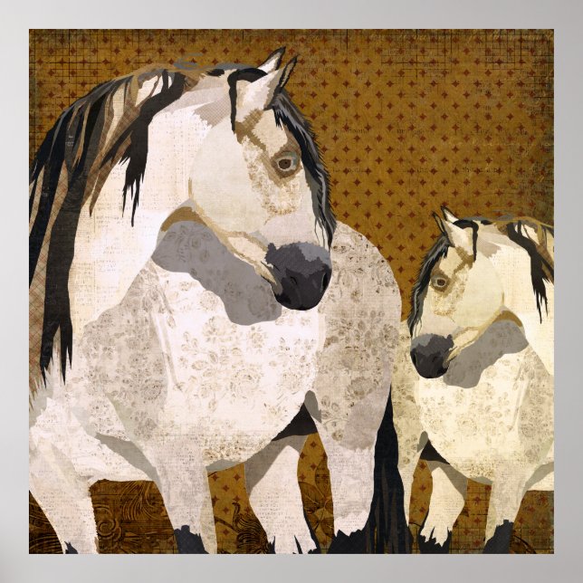 White Horses Retro Poster (Front)