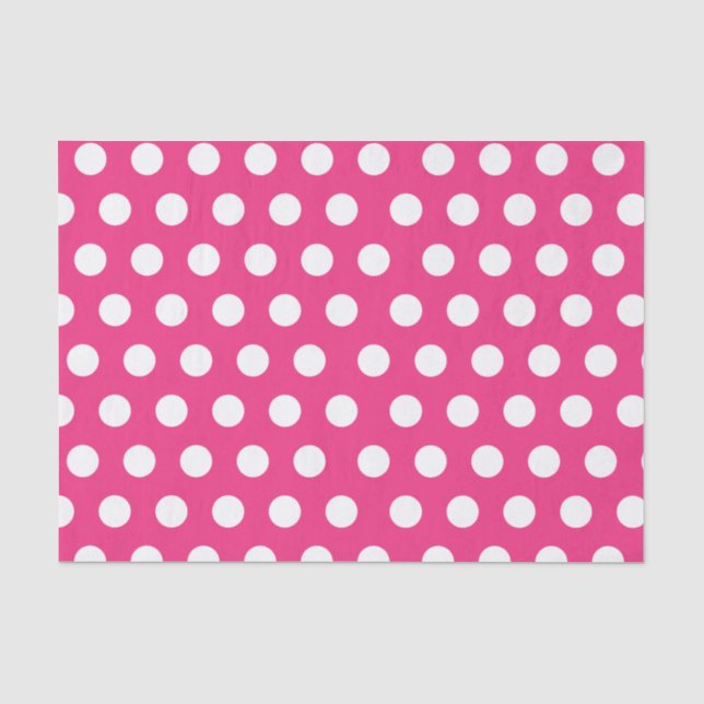 White & Hot Pink Large Medium Polka Dot Party Tissue Paper (Front)