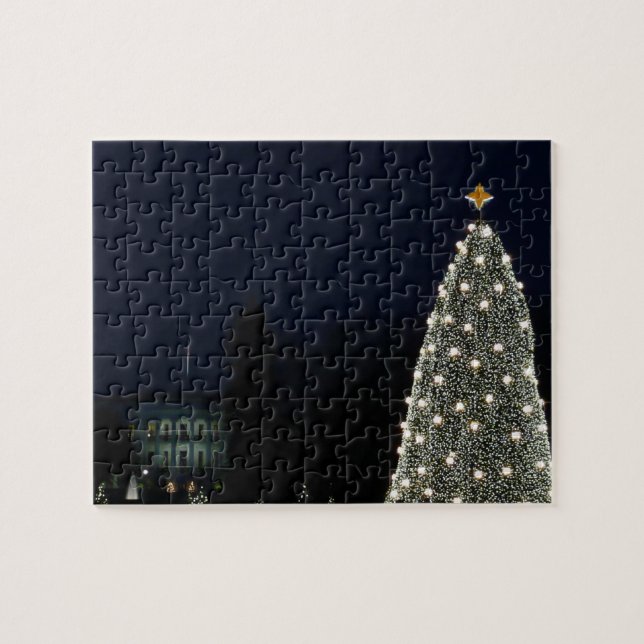White House and National Tree Christmas Holiday DC Jigsaw Puzzle (Horizontal)