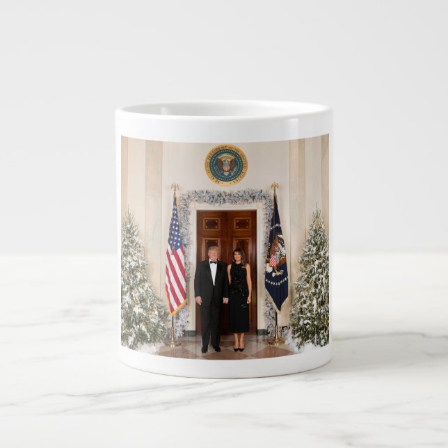 White House Christmas Donald Trump & Melania Large Coffee Mug (Front)