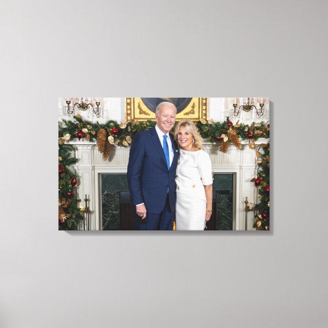 White House Christmas President Joe Biden Photo Canvas Print (Front)