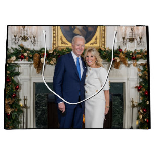 White House Christmas President Joe Biden Photo Large Gift Bag