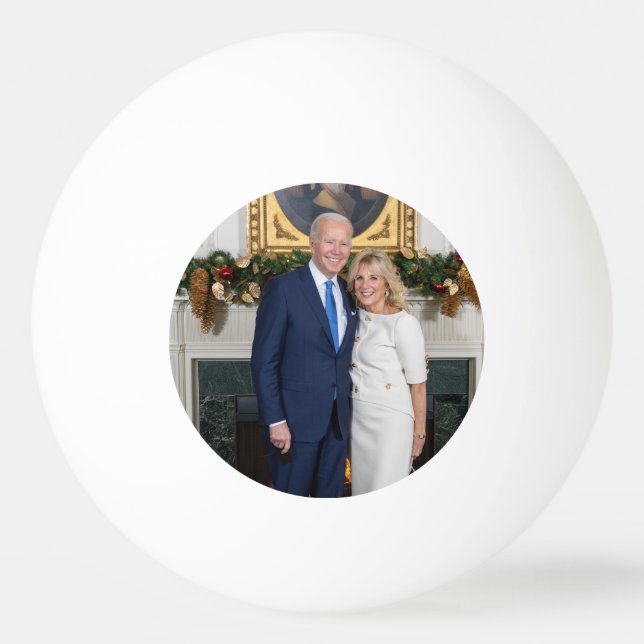 White House Christmas President Joe Biden Photo Ping Pong Ball (Front)