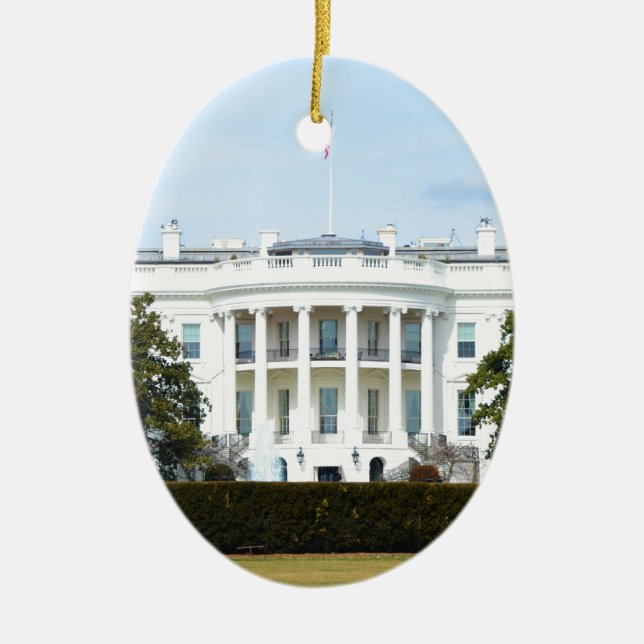 White House From The Lawn Ceramic Tree Decoration (Front)