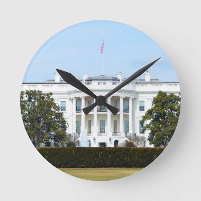 White House From The Lawn Round Clock (Front)