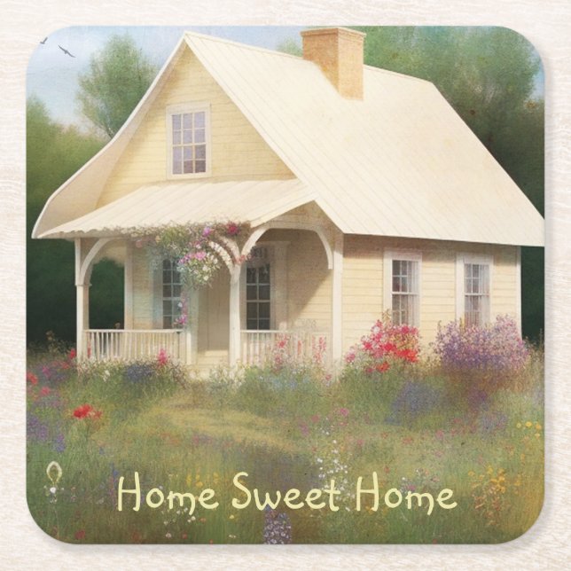 White House Housewarming Square Paper Coaster (Front)