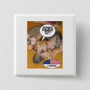 White-House Pet/German Shepherd 15 Cm Square Badge