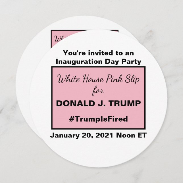 White House Pink Slip Ides of Trump You're Fired Invitation (Front/Back)