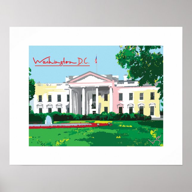White House - Washington DC Cool Digital Poster (Front)