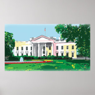 White House - Washington DC digital painting Poster