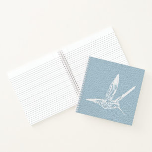 White Hummingbird Baby Blue Notebook