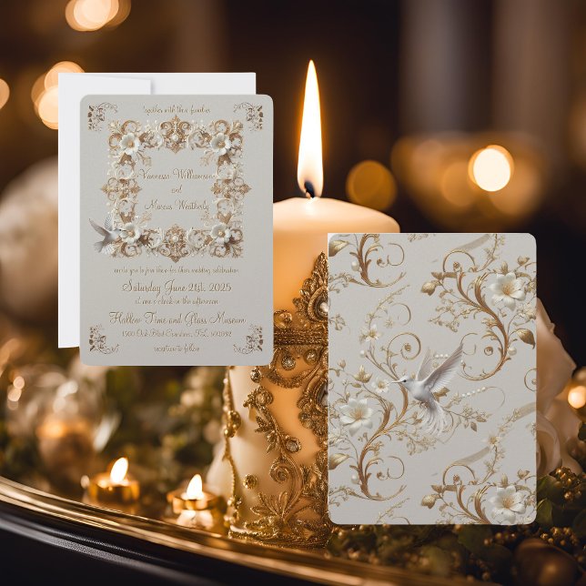 White Hummingbird Collection Square Frame  Invitation (Creator Uploaded)