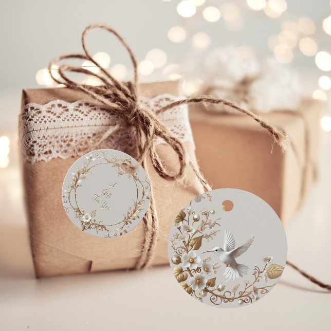 White Hummingbird Favour Tags (Creator Uploaded)