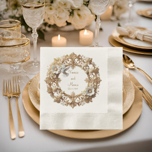 White Hummingbird Minimalist Coined Luncheon  Napkin