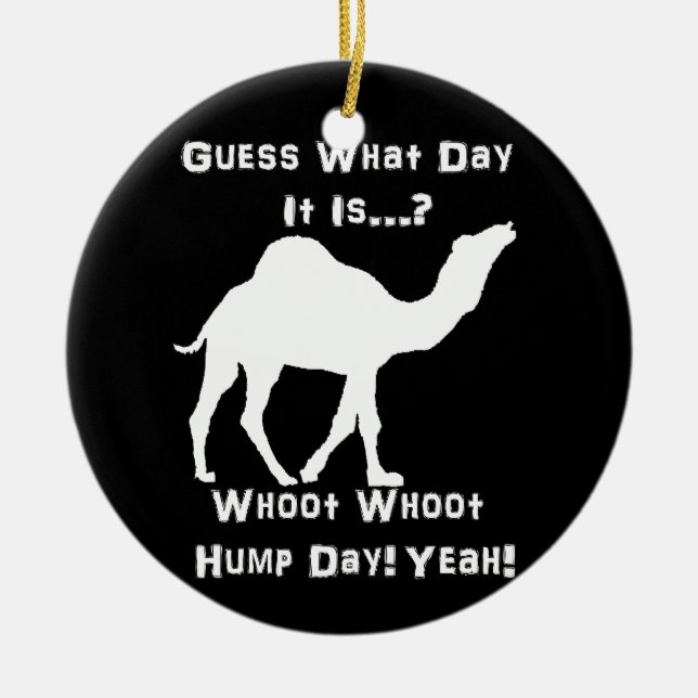 White Hump Day Camel Ceramic Tree Decoration (Front)