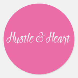 White Hustle and Heart Typography Classic Round Sticker