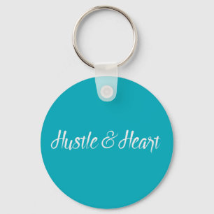 White Hustle and Heart Typography Key Ring