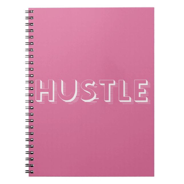 White Hustle Modern Typography Notebook (Front)