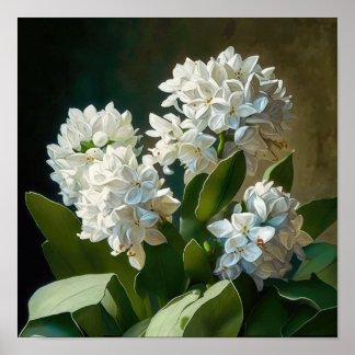 White Hyacinth Flower Art Print Poster