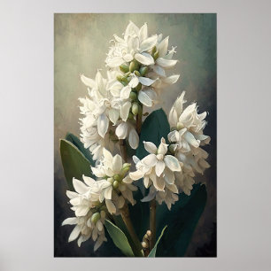 White Hyacinth Flower Art Print Poster