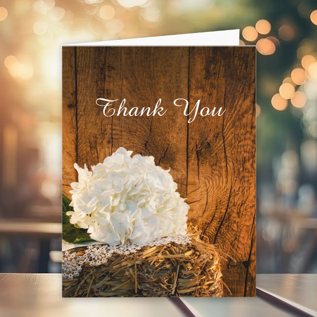 White Hydrangea and Barn Wood Wedding Thank You (Creator Uploaded)