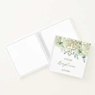 White Hydrangea Baptism Guest Book
