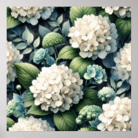 White Hydrangea Botanical Painting