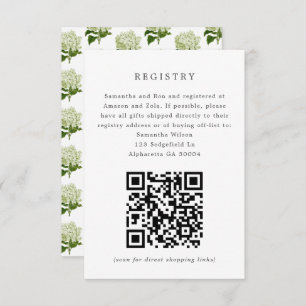 White Hydrangea Bridal Invitation Registry Insert