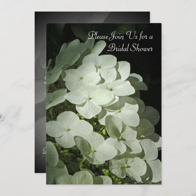 White Hydrangea Bridal Shower Invitation (Front/Back)