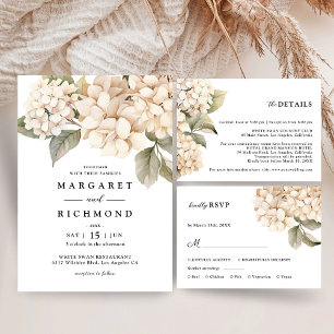 White Hydrangea Elegant Floral Wedding Invitation