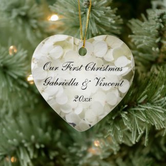 White Hydrangea First Christmas Together Ceramic Tree Decoration