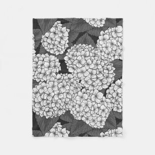 White hydrangea fleece blanket