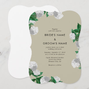 White Hydrangea Floral Greenery Modern Wedding Invitation