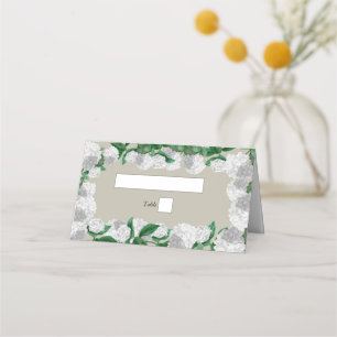 White Hydrangea Floral Greenery Modern Wedding Place Card